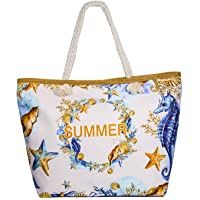  - Comius Bandolera Verano Mujer 2019- PU Bolsa de Playa Grande con Cremallera- Bolso de Mujer Shopper Bolsa Totalizadores del Recorrido (55 x 39 x 11cm) (BAHAMAS)